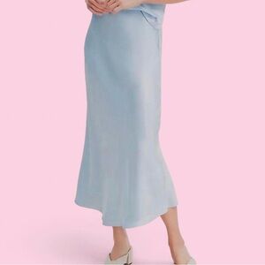 NWT~Ann Taylor Baby Blue Satin Bias Cut Slip Skirt